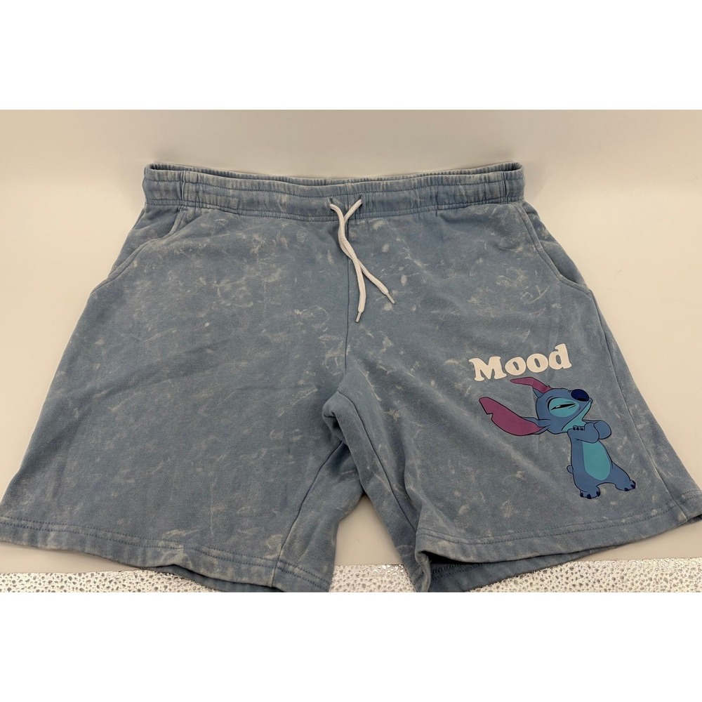Disney Stitch Shorts, Blue W/Tie Dye Effect And Back‎ Pocket, Women's Size Large